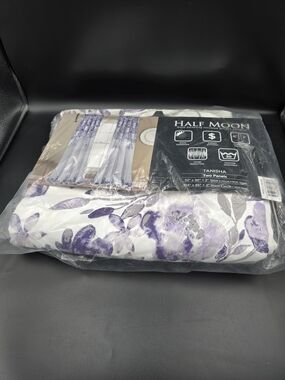 Half Moon Tanisha Purple Floral Sheer Curtain Panels